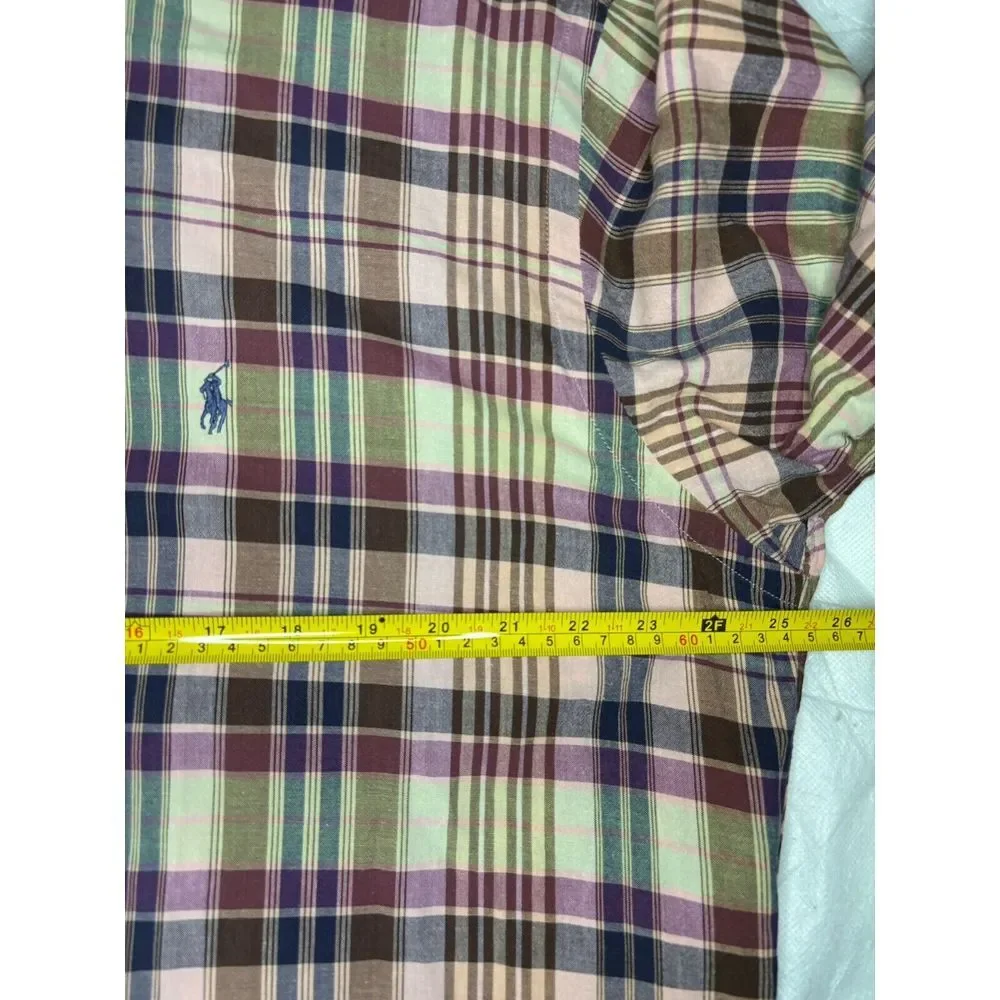 Vintage Ralph Lauren Long Sleeve Button‎ Down Shirt Large Plaid Blake Colorful